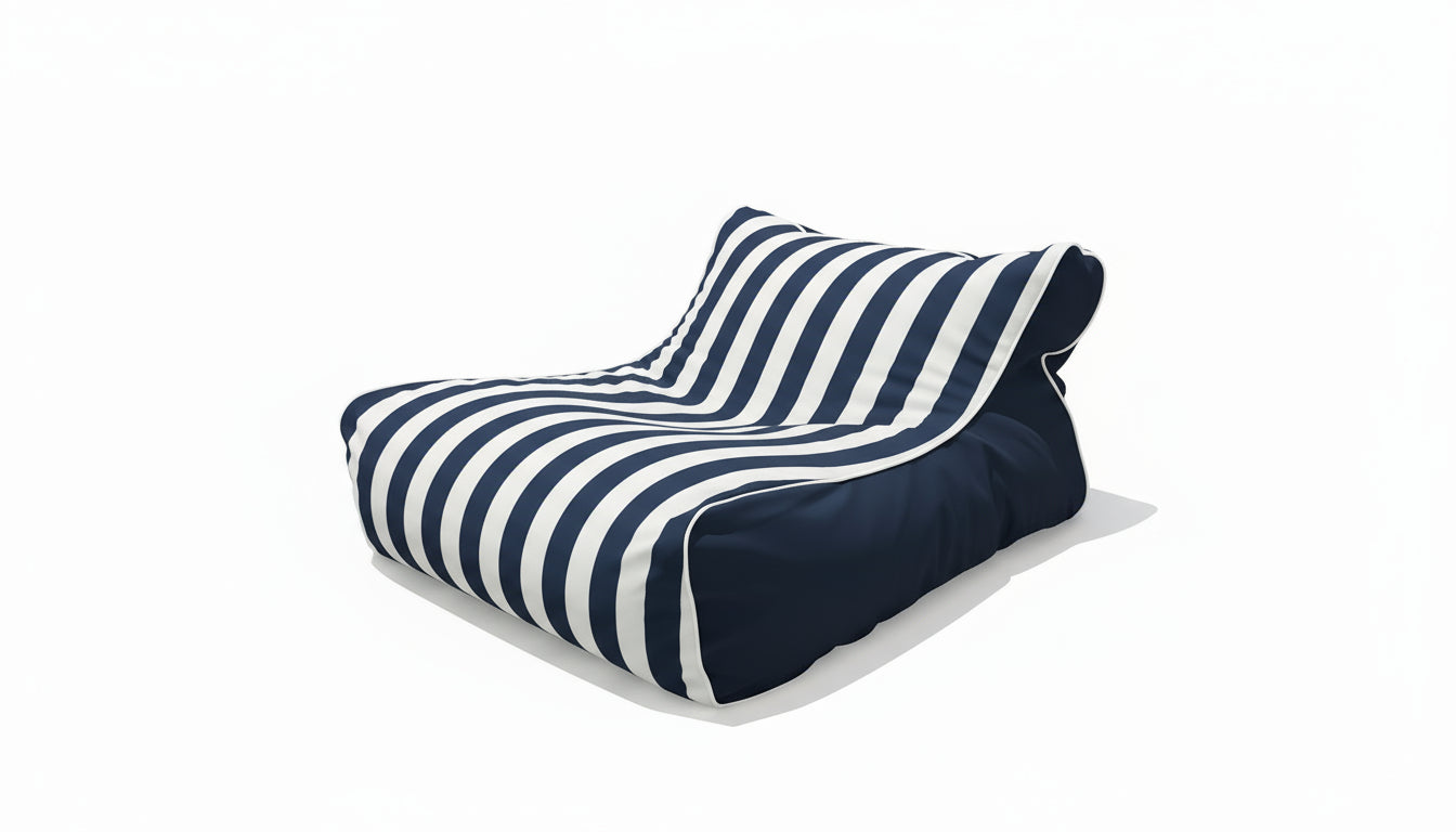 Torquay Outdoor Pool Bean Bag in Navy Stripe