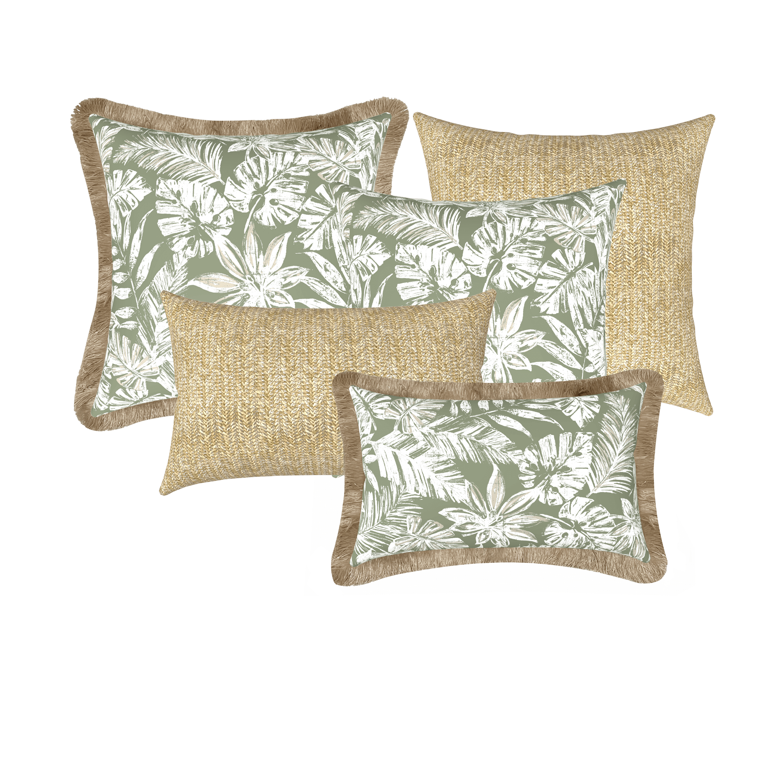 Tahiti Outdoor Cushions Stylist Selection - Sage Escape 5pc (ETA End of May 26)