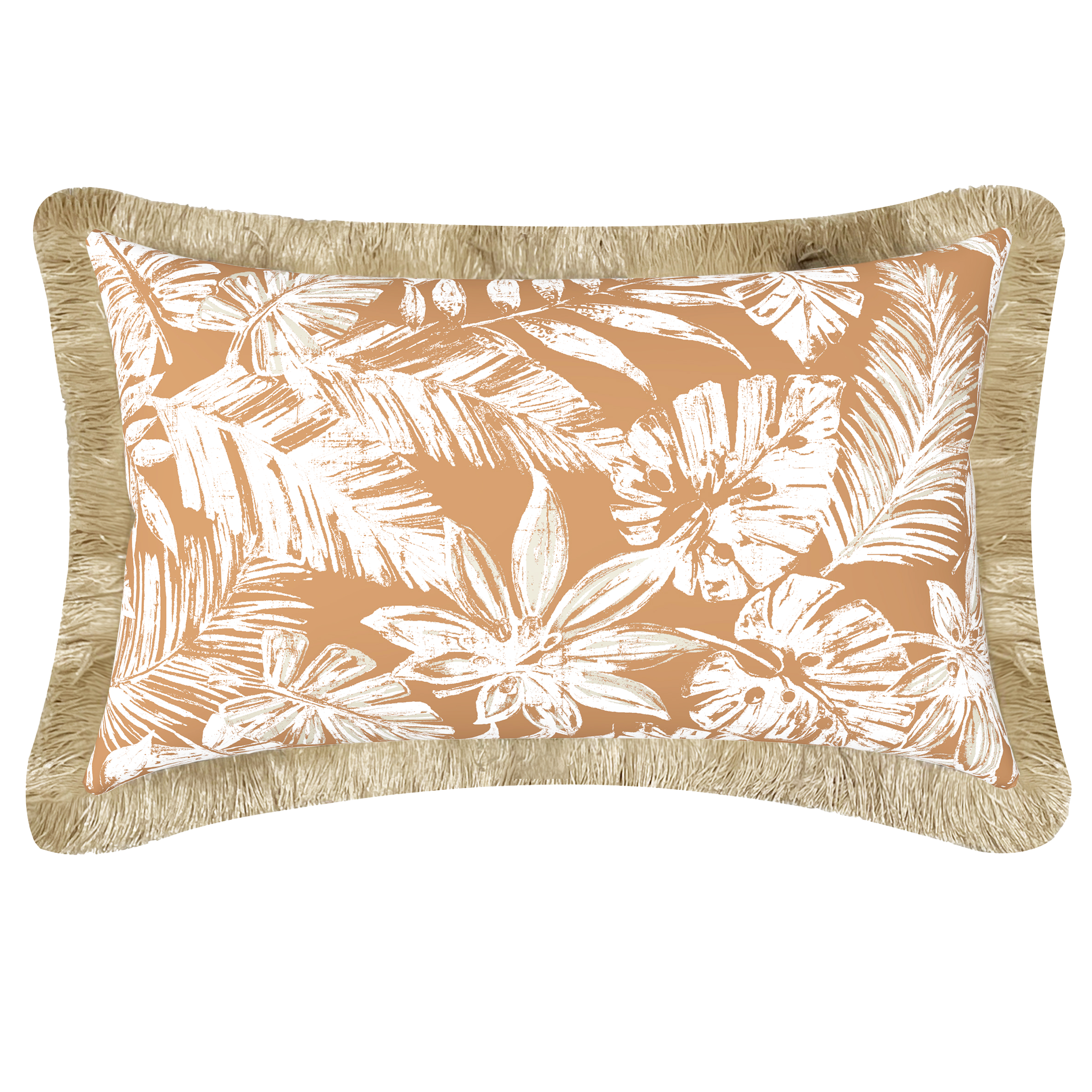 Tahiti Clay Escape - 30x50cm Fringed Outdoor Cushion