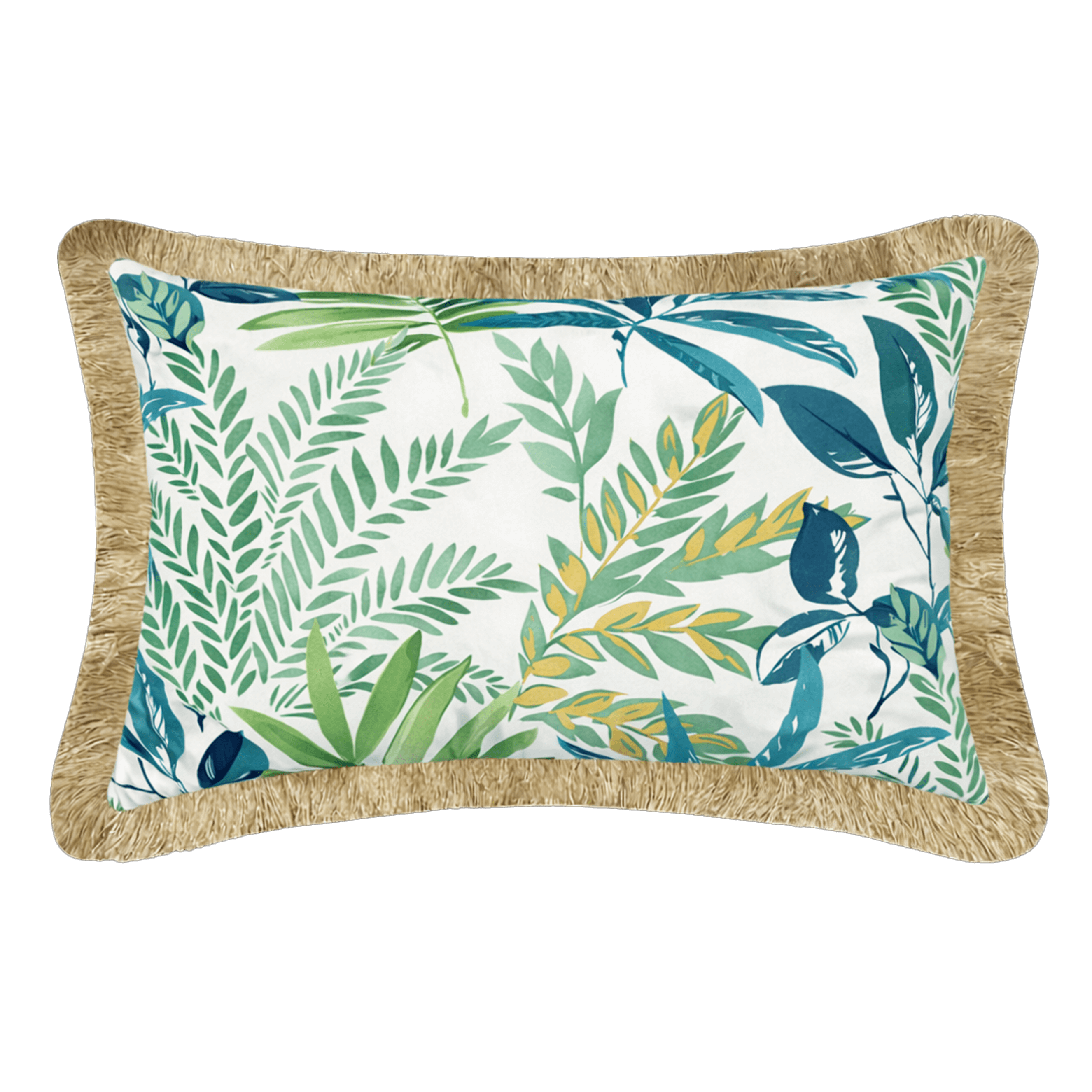 Tahiti Evergreen - 30x50cm Fringed Outdoor Cushion (ETA Late May 26)