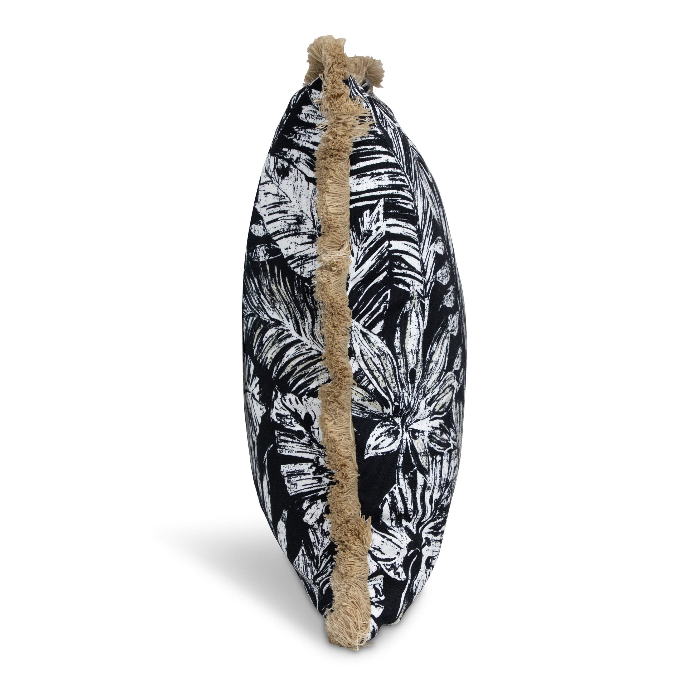 Tahiti Black Escape - 50x50cm Fringed Outdoor Cushion