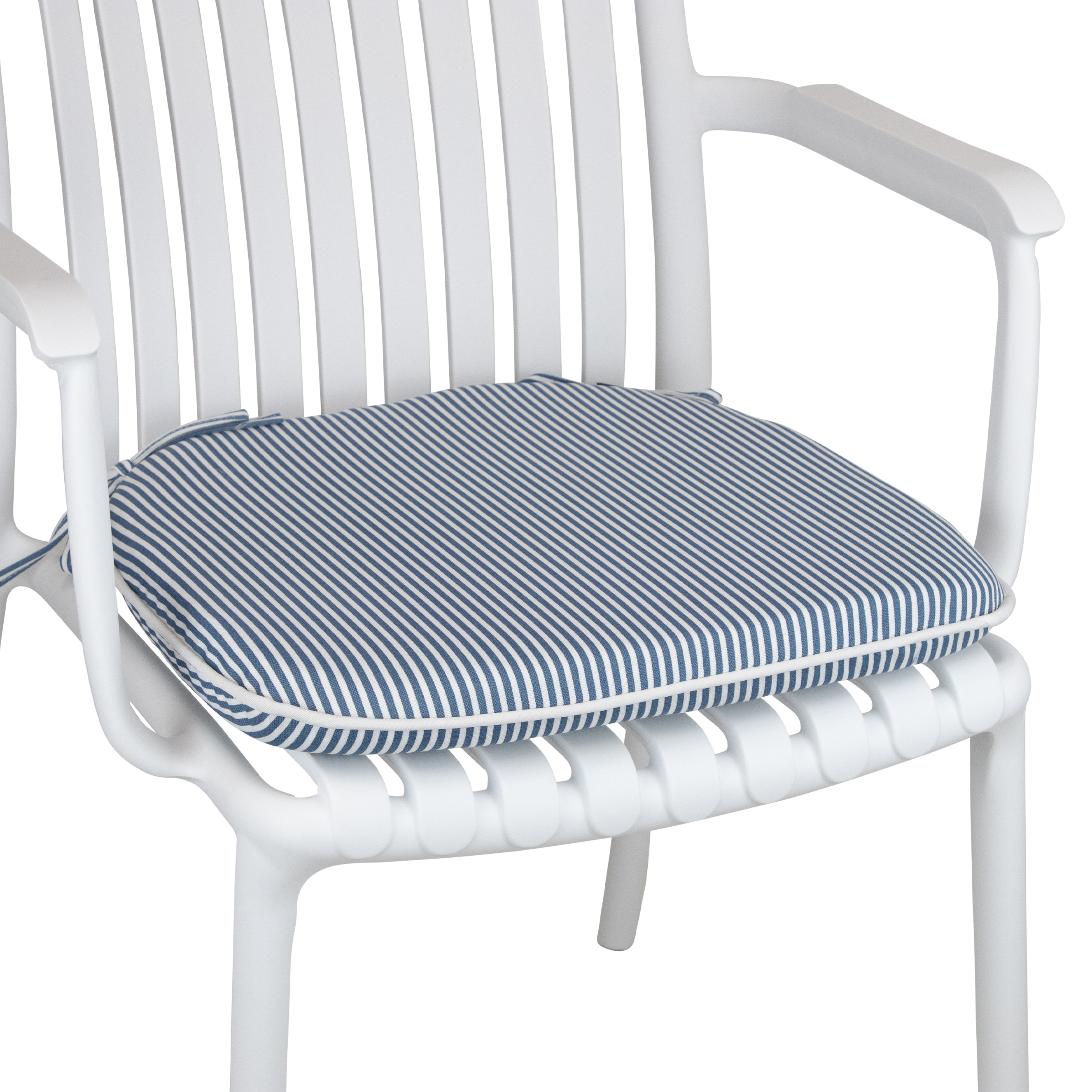 Tahiti Marine Stripe Rounded Outdoor Chair Pad - 40x42x5cm
