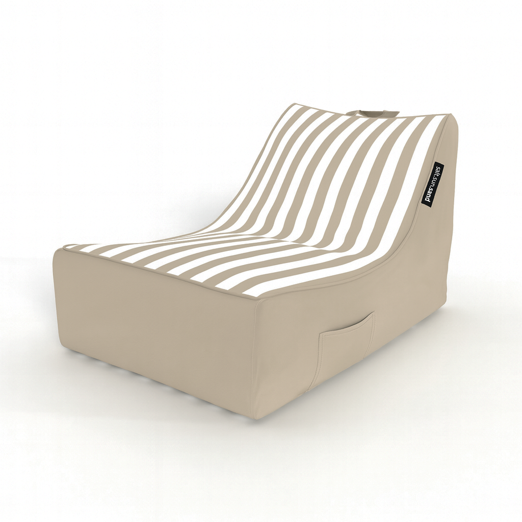Kirra Outdoor Bean Bag Chair Taupe Stripe