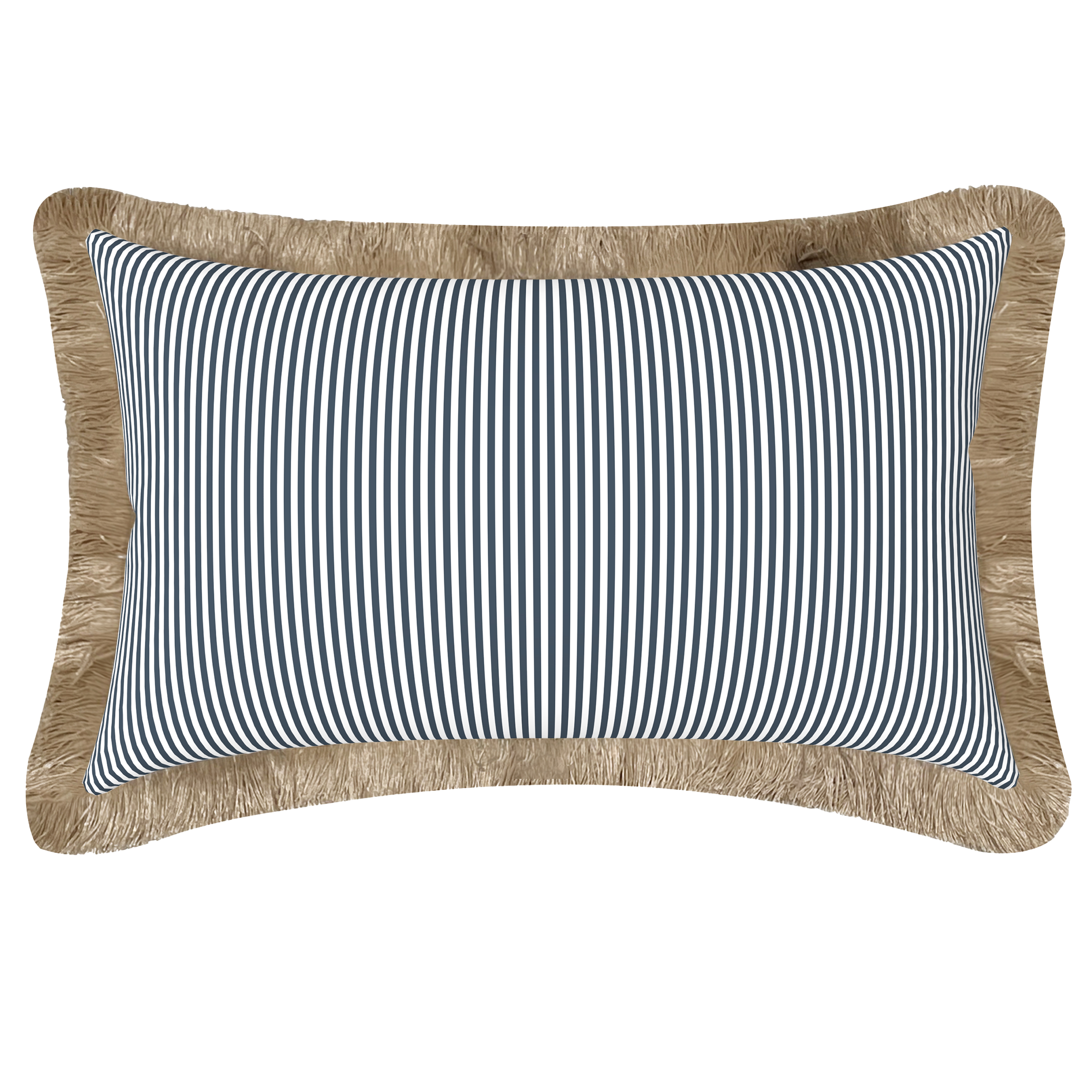 Tahiti Marine Stripe - 30x50cm Fringed Outdoor Cushion
