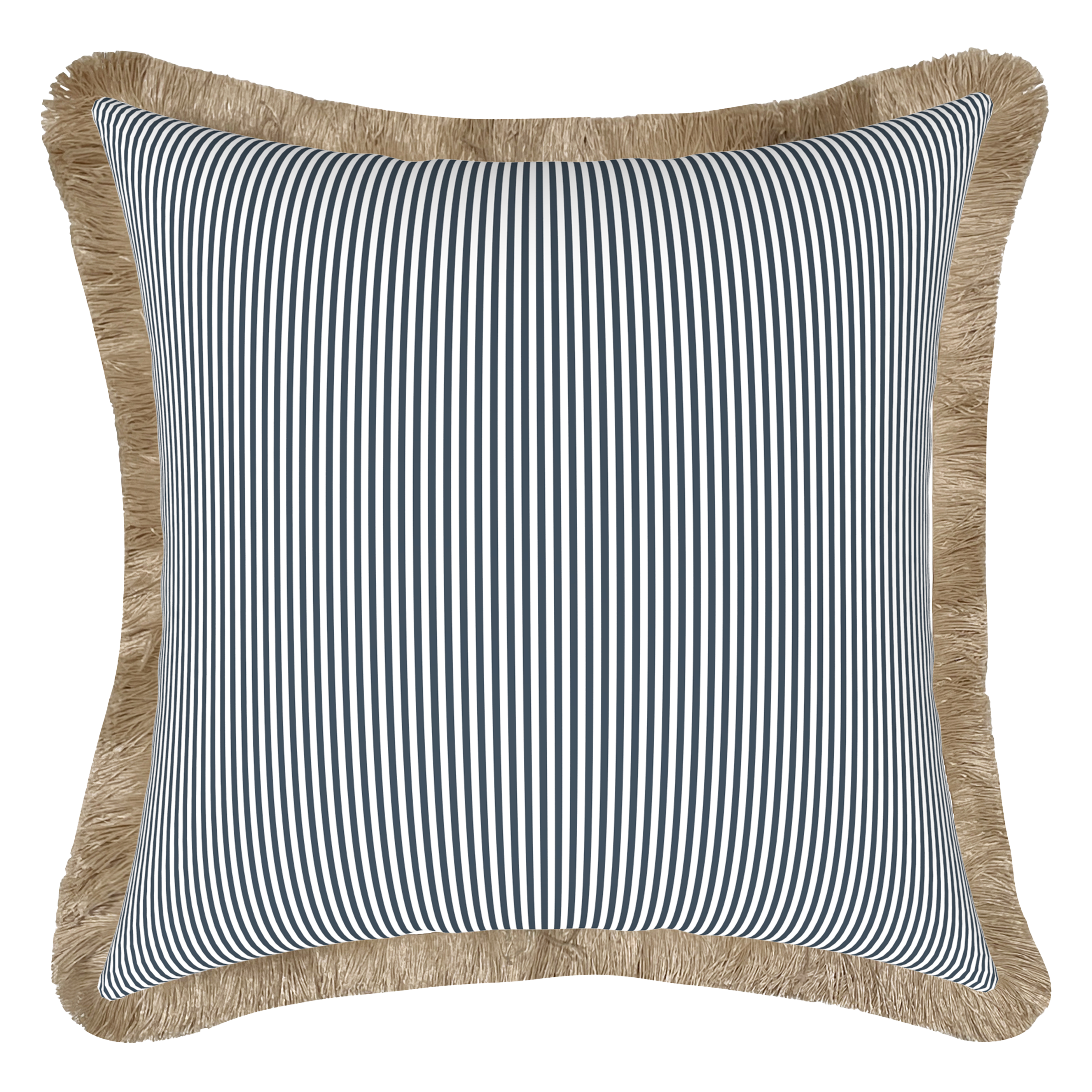 Tahiti Marine Stripe - 50x50cm Fringed Outdoor Cushion