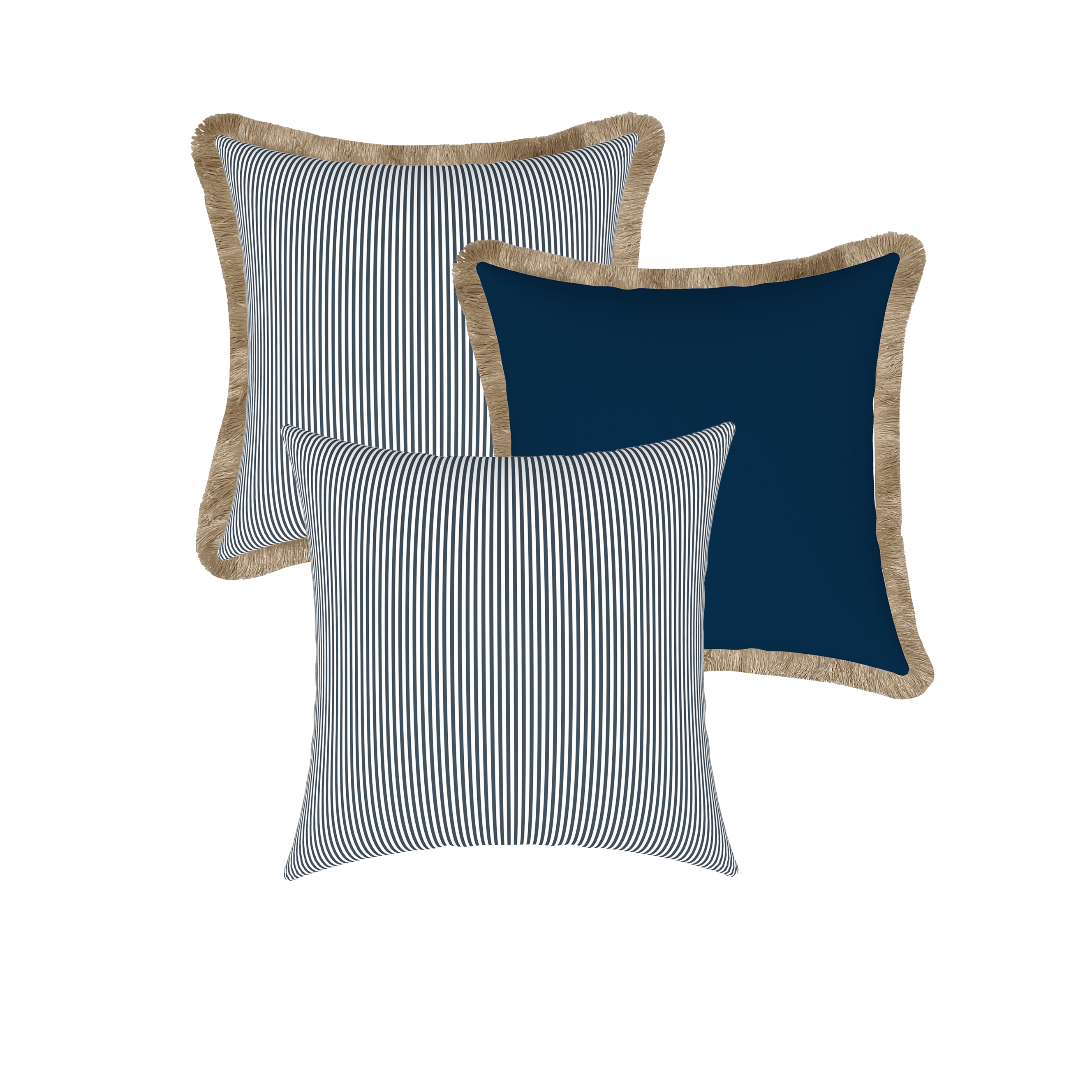 Tahiti Outdoor Cushions Stylist Selection - Marine Stripe with Navy 3pc (ETA Late May 26)