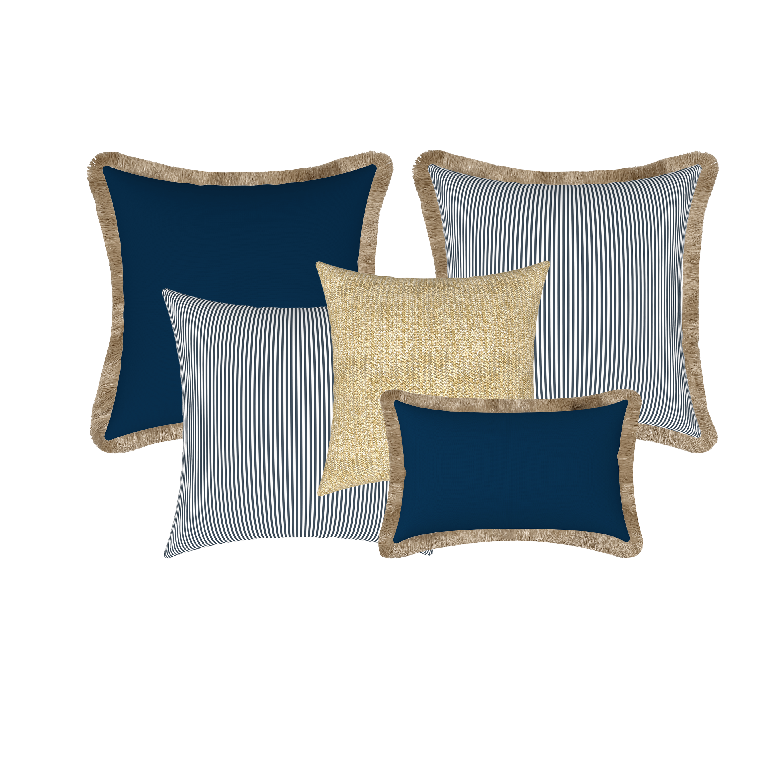 Tahiti Outdoor Cushions Stylist Selection - Marine Stripe with Resort 5pc (ETA Late May 26)