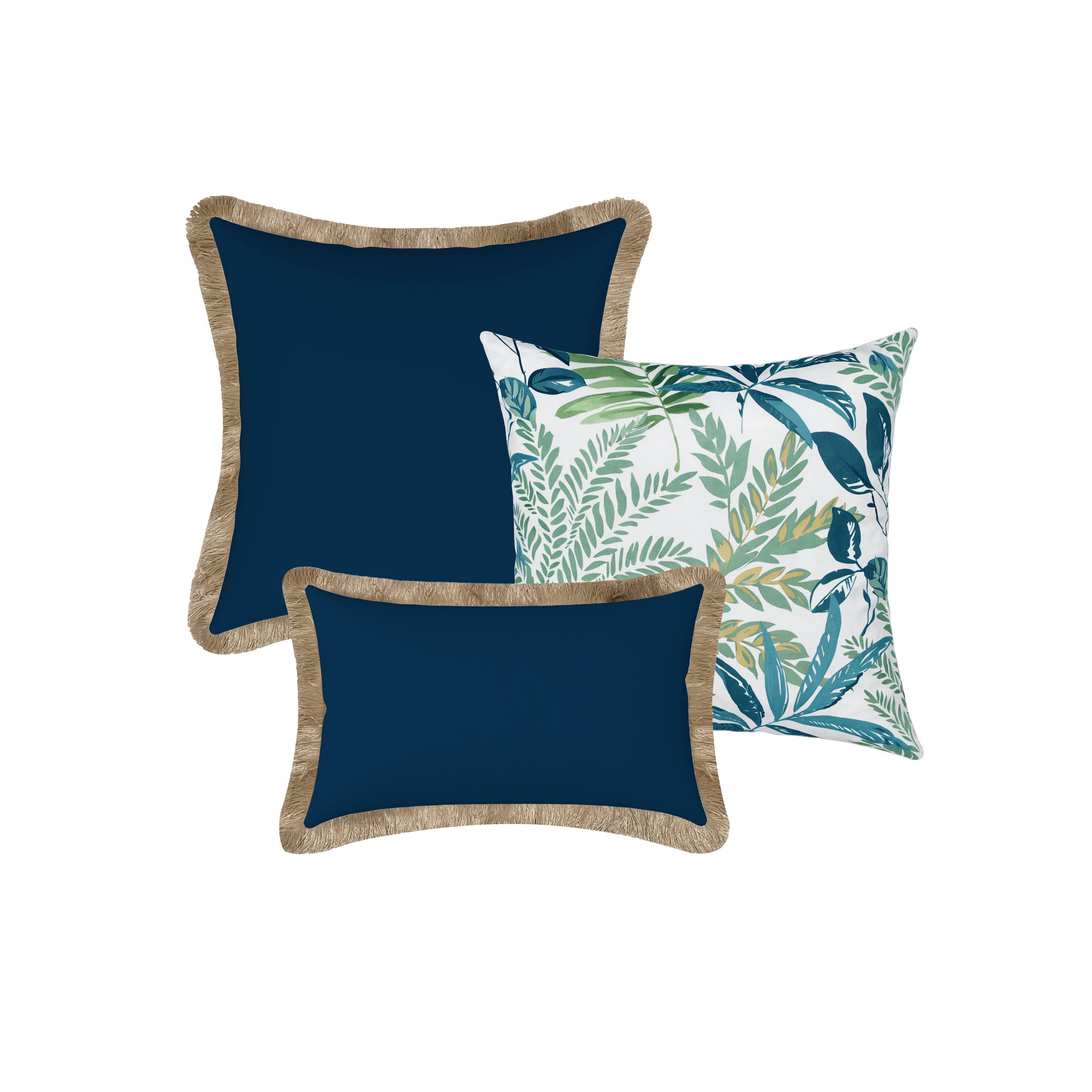 Tahiti Outdoor Cushions Stylist Selection - Evergreen with Navy 3pc (ETA Late May 26)