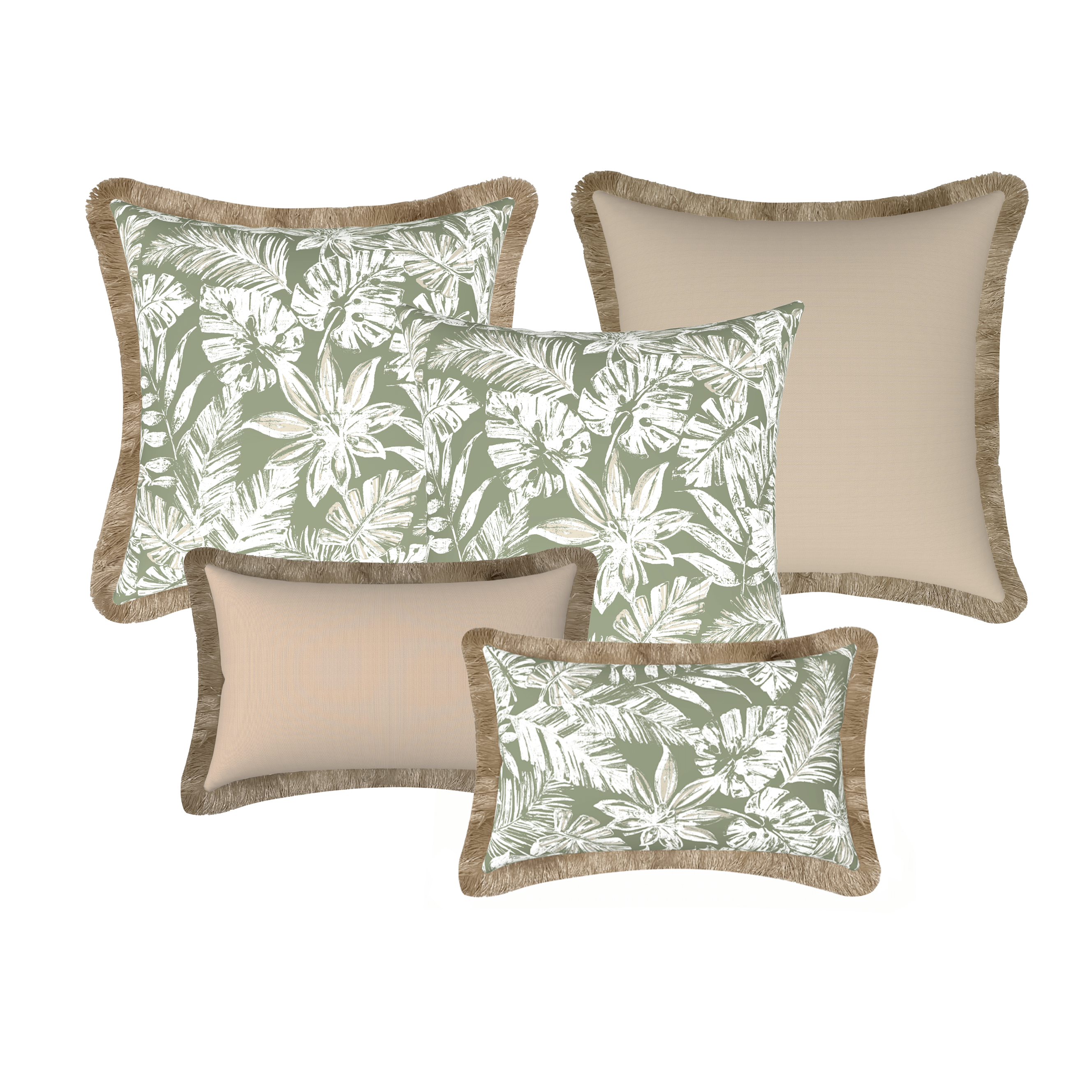 Tahiti Outdoor Cushions Stylist Selection - Sage Escape with Sand 5pc (ETA Late May 26)