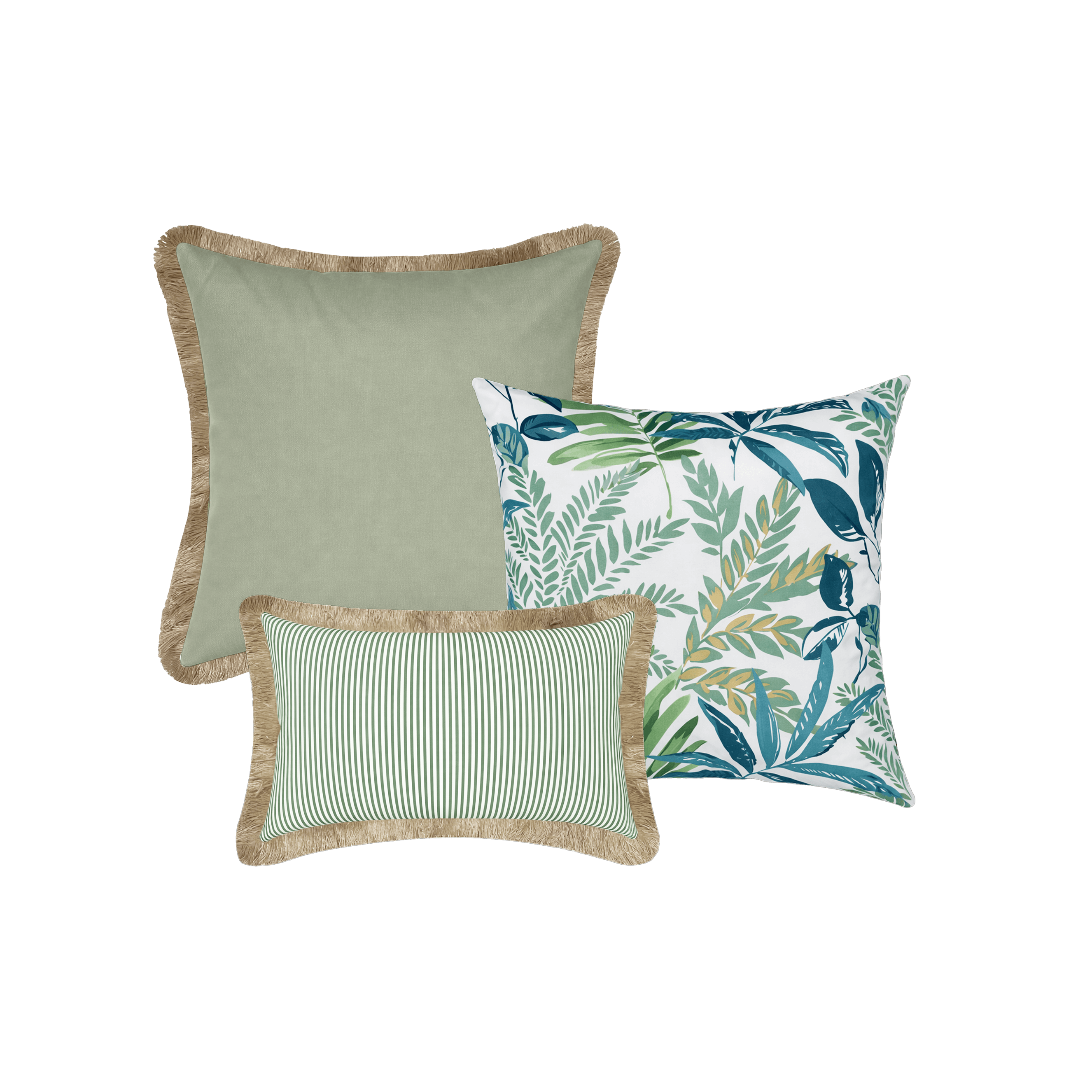 Tahiti Outdoor Cushions Stylist Selection - Evergreen with Sage 3pc (ETA Late May 26)