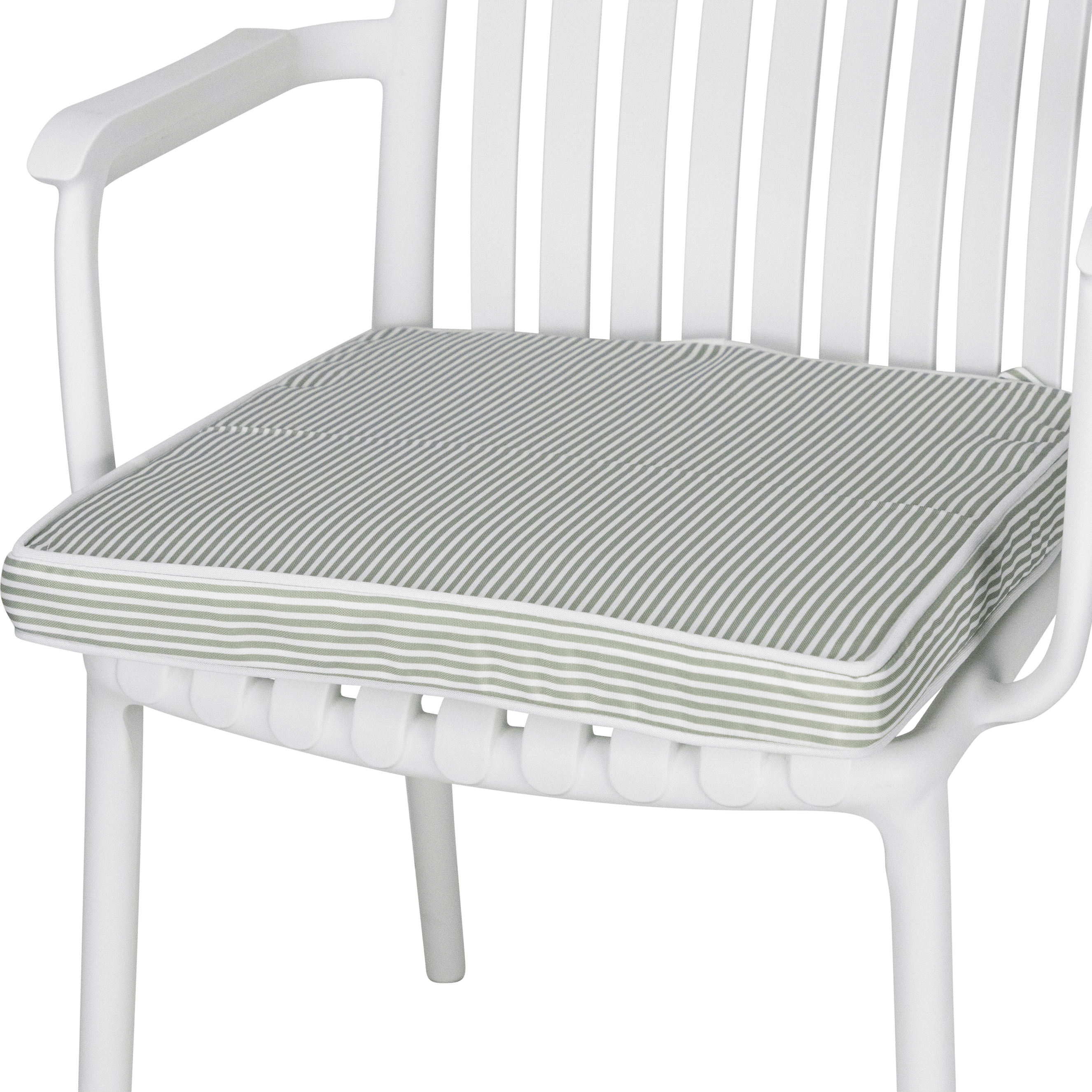 Tahiti Sage Stripe Square Outdoor Chair Pad - 43x43x4cm