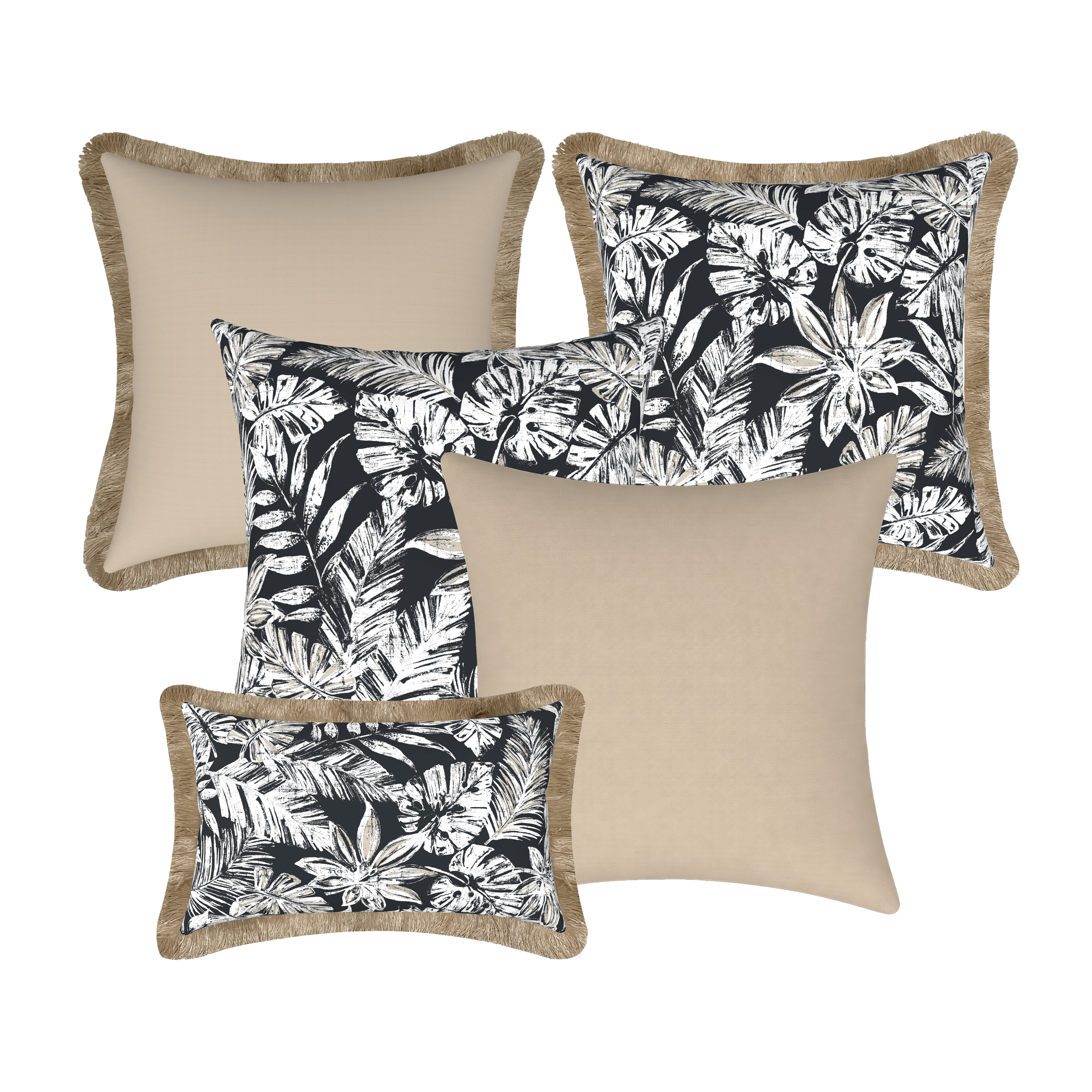 Tahiti Outdoor Cushions Stylist Selection - Black Escape with Sandstone 5pc