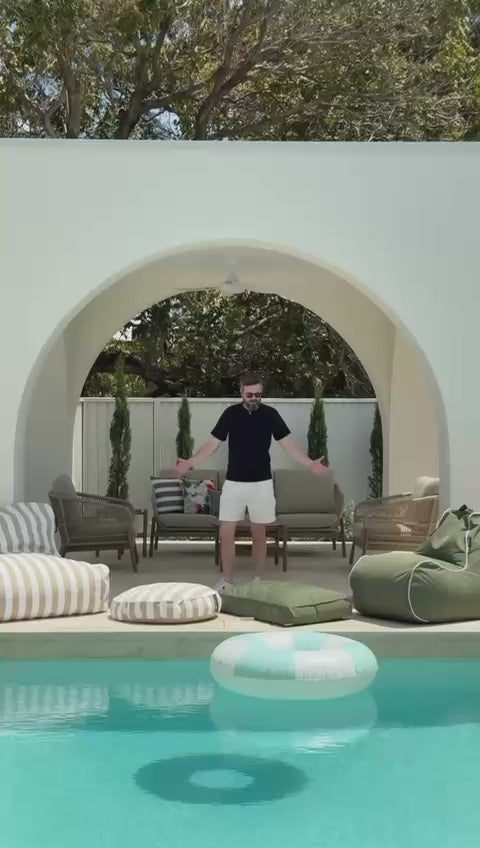 Torquay Outdoor Pool Bean Bag in Taupe Stripe