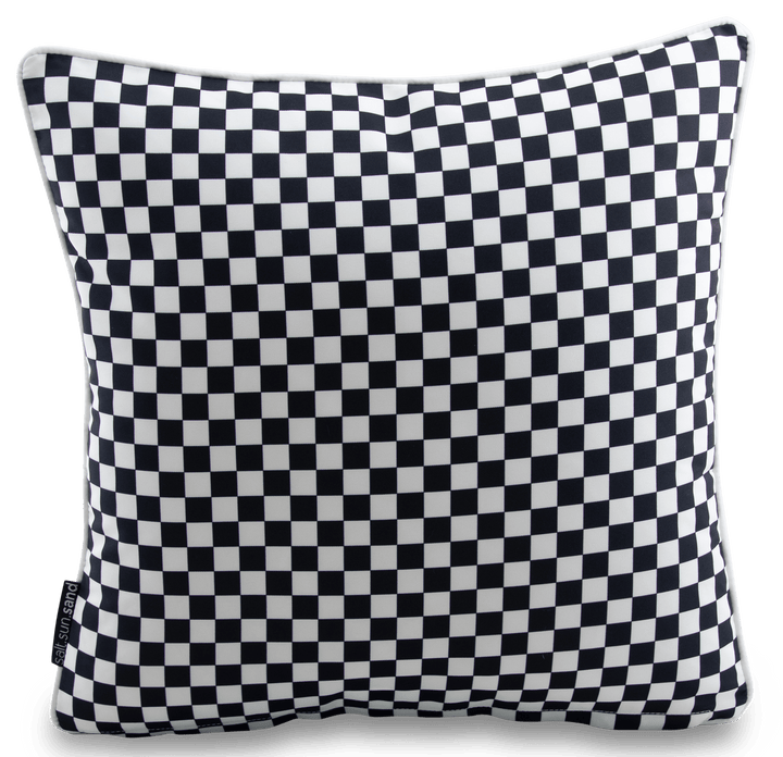 Black Outdoor Cushions | Neutral Outdoor Cushions - Black Check