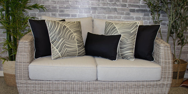 Black Outdoor Cushions | Neutral Outdoor Cushions | Solid Outdoor Cushions | Elegance Stylist Selection