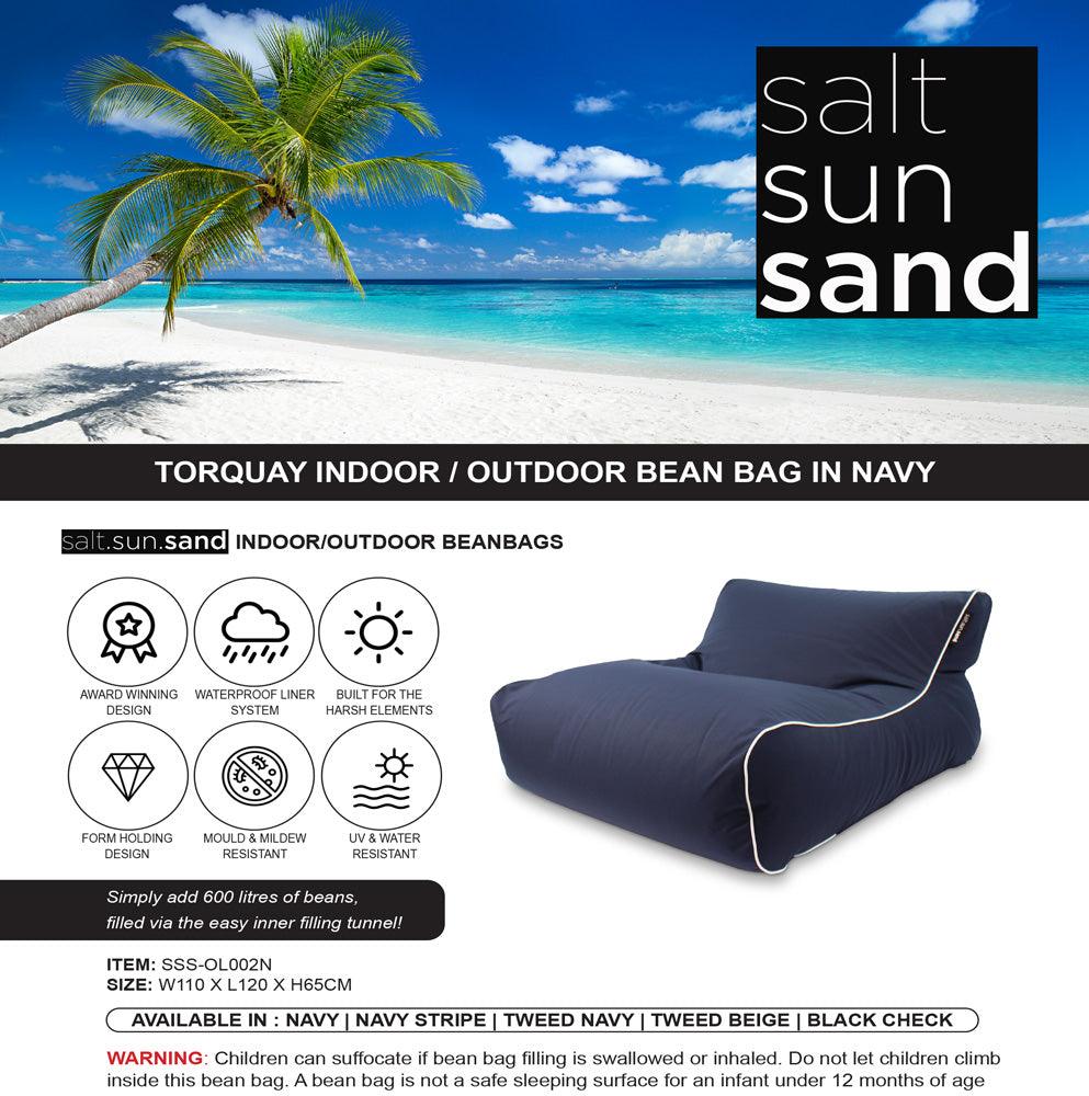 Torquay Indoor/Outdoor Bean Bag in Navy - saltsunsand