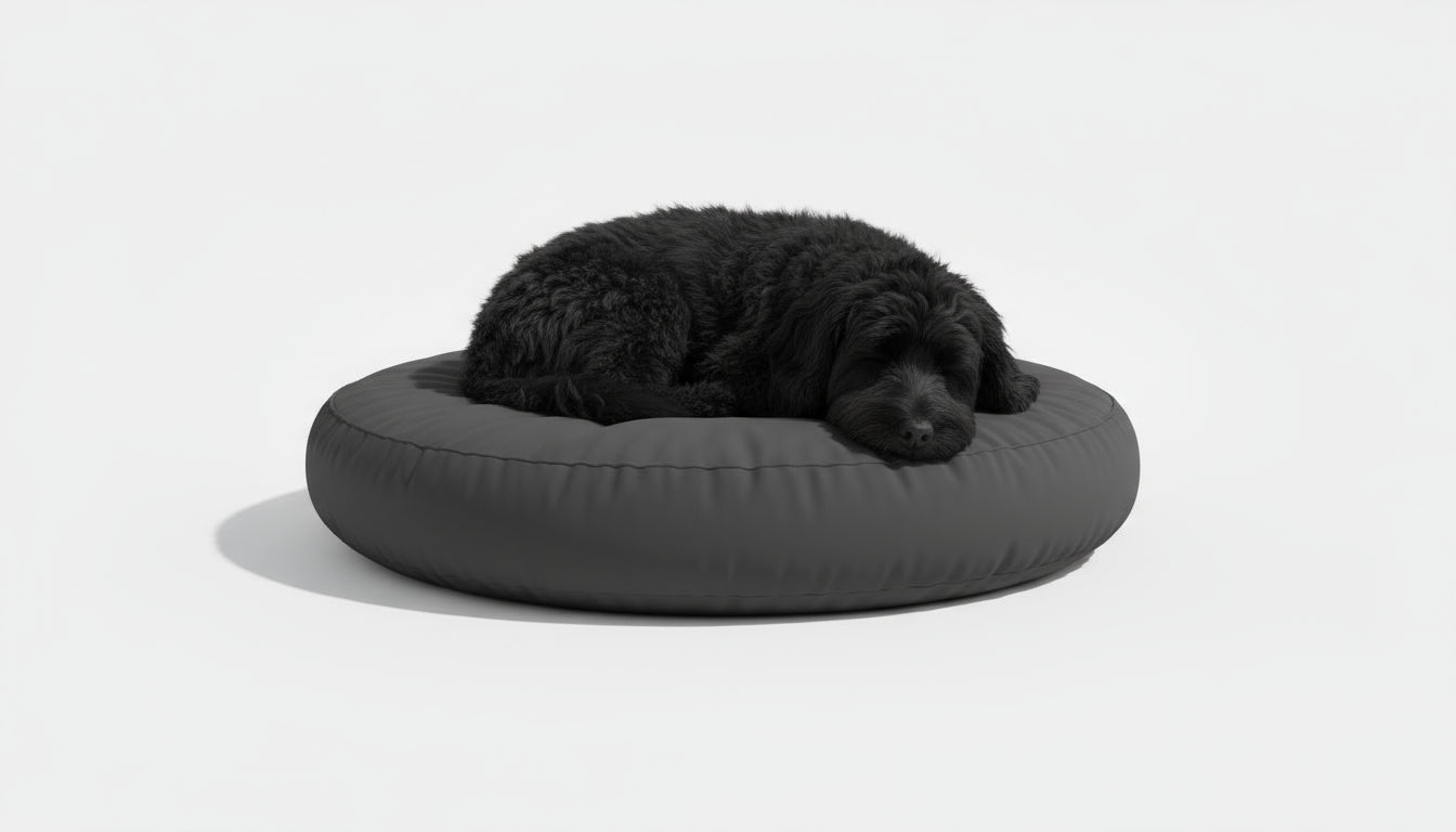 Pawesome Indoor/Outdoor Premium Round Dog Bed in Black Check