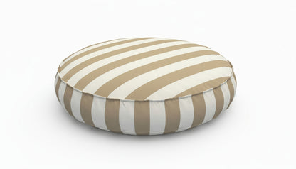 Pawesome Indoor/Outdoor Premium Round Dog Bed in Taupe Stripe