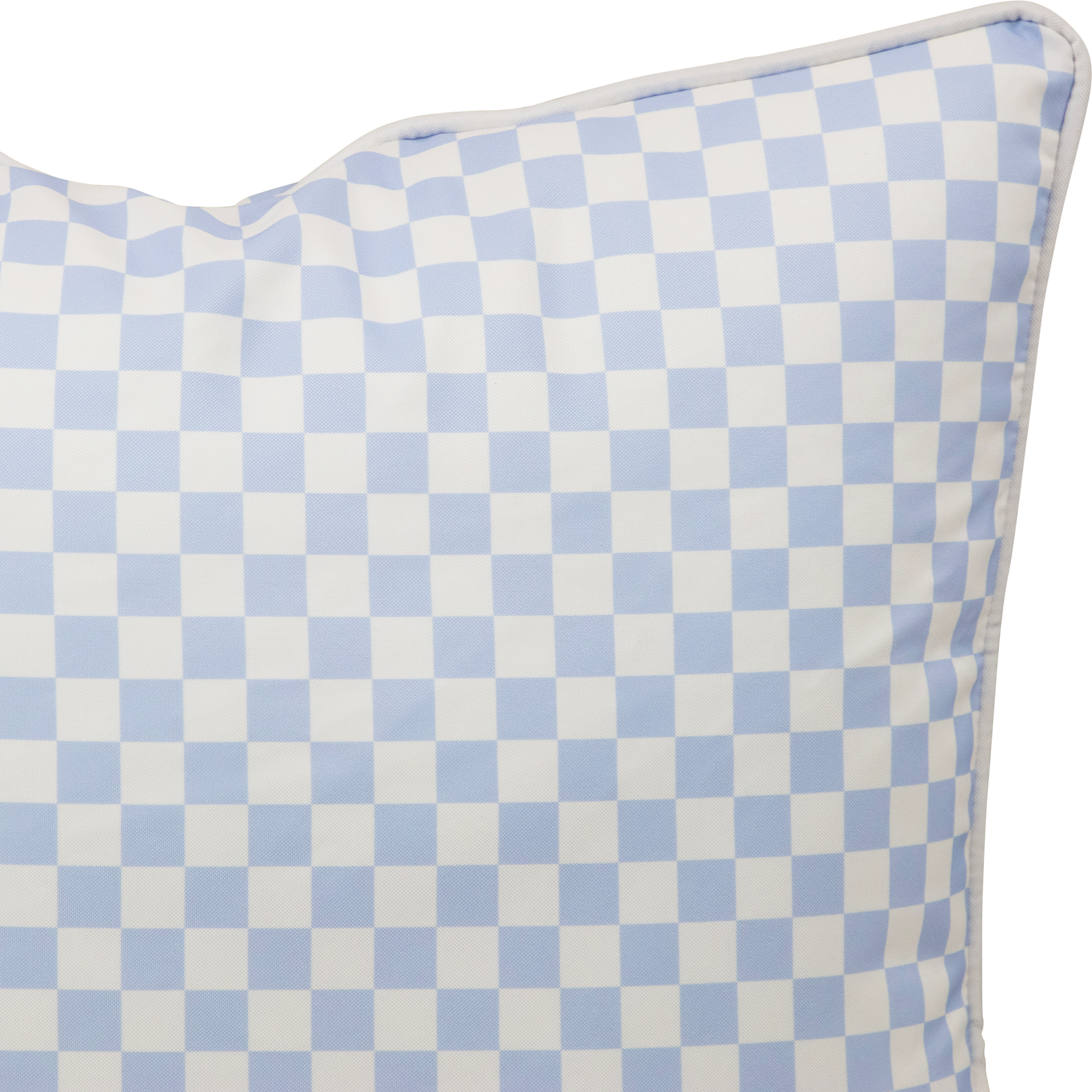 Bondi Steel Blue Check - 45 x 45 cm Piped Outdoor Cushion