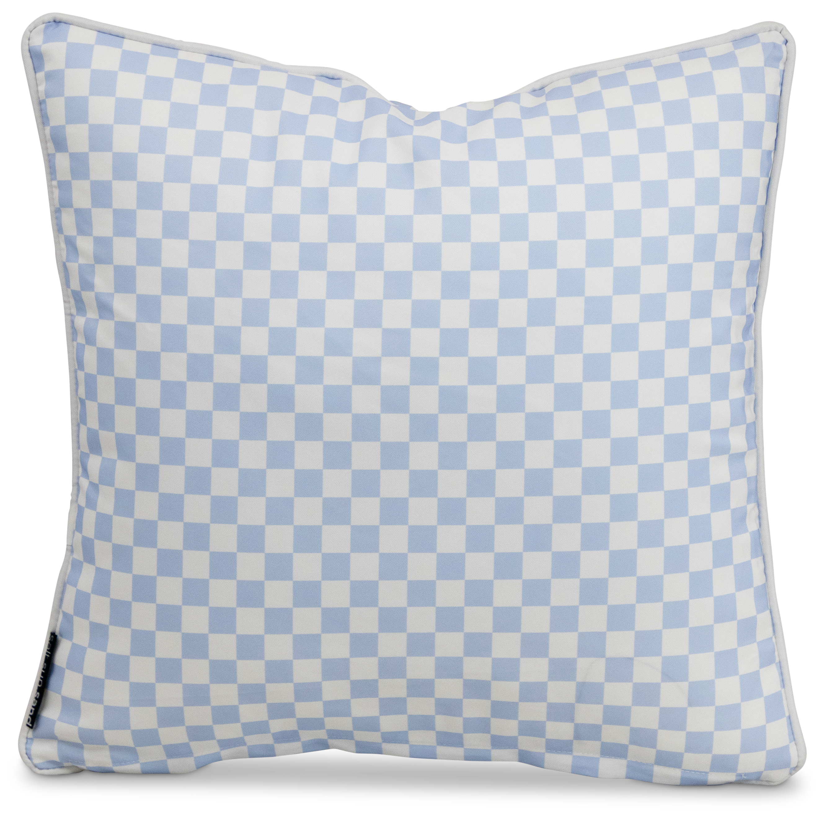 Bondi Steel Blue Check - 45 x 45 cm Piped Outdoor Cushion