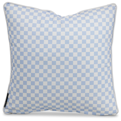 Bondi Steel Blue Check - 45 x 45 cm Piped Outdoor Cushion