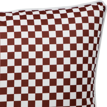 Bondi Chestnut Check - 45 x 45 cm Piped Outdoor Cushion