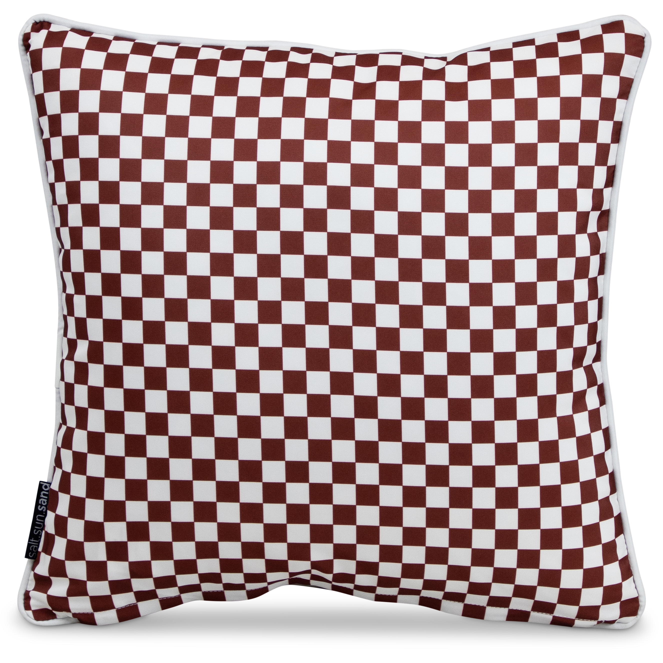 Bondi Chestnut Check - 45 x 45 cm Piped Outdoor Cushion