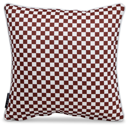 Bondi Chestnut Check - 45 x 45 cm Piped Outdoor Cushion