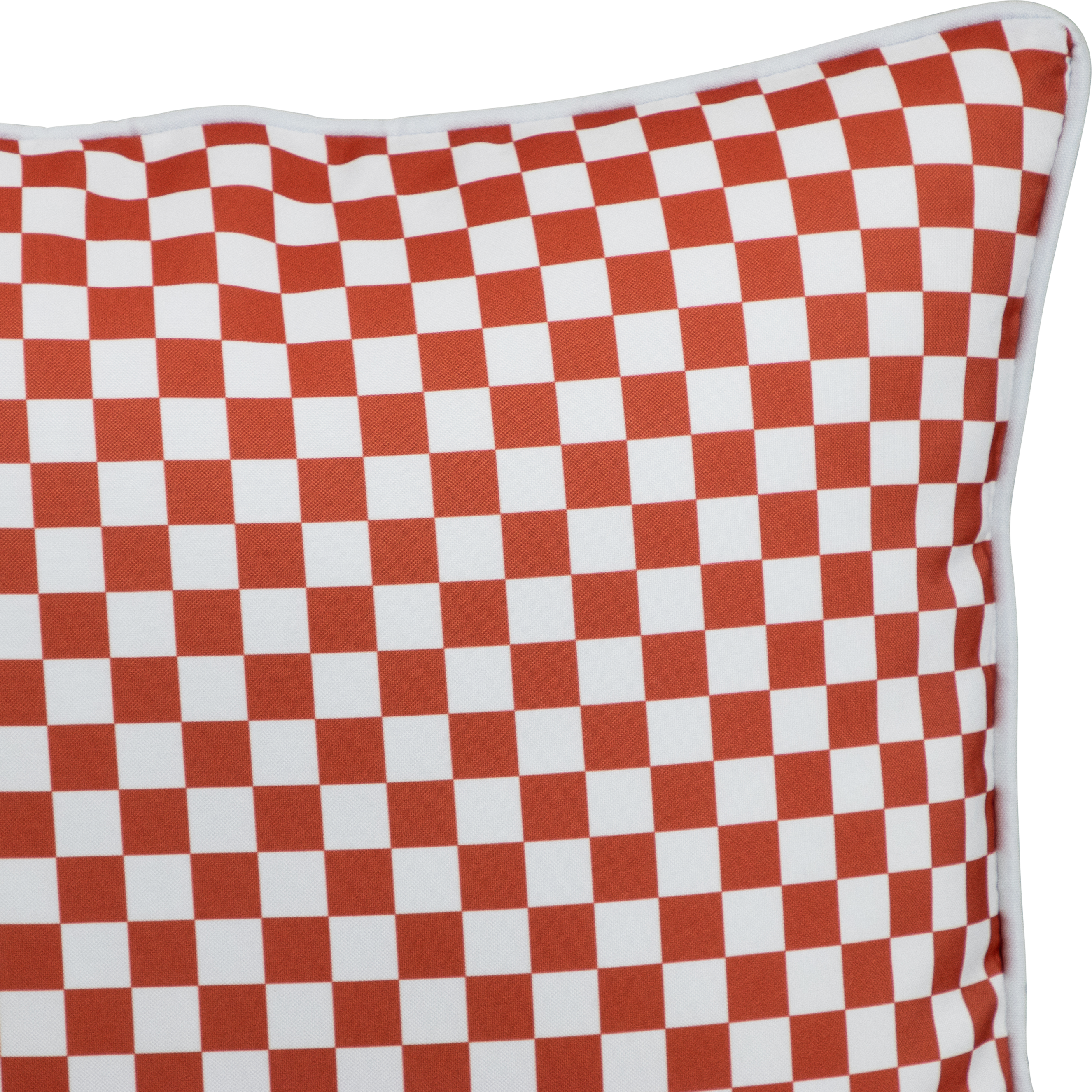 Bondi Coral Check - 45 x 45 cm Piped Outdoor Cushion