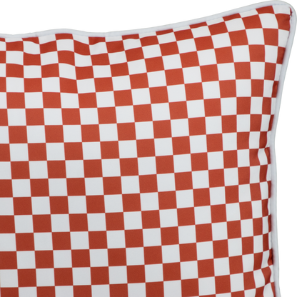 Bondi Coral Check - 45 x 45 cm Piped Outdoor Cushion