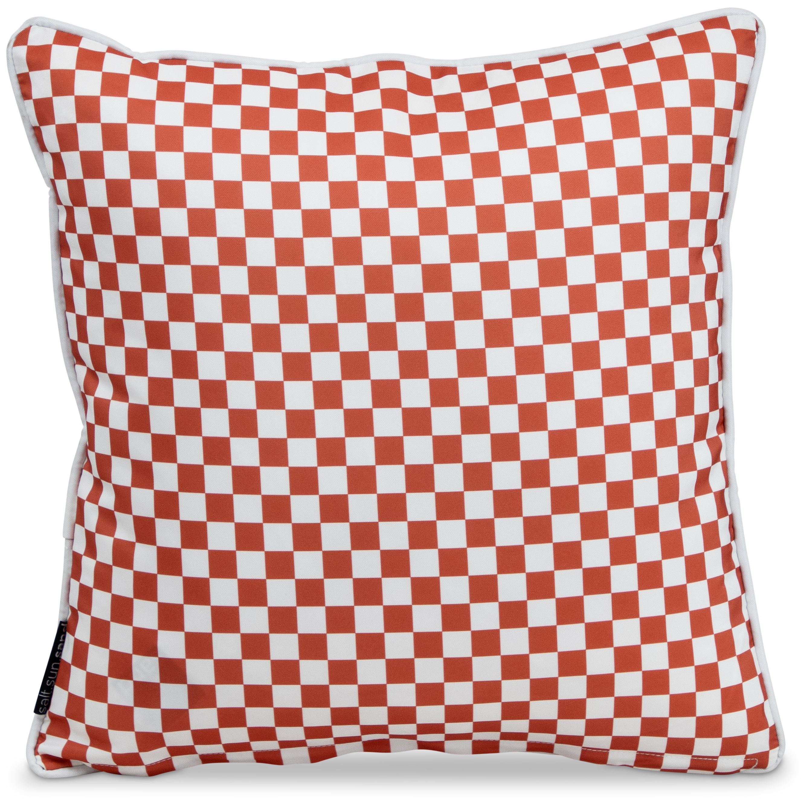 Bondi Coral Check - 45 x 45 cm Piped Outdoor Cushion