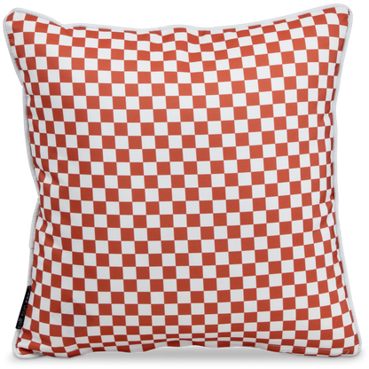 Bondi Coral Check - 45 x 45 cm Piped Outdoor Cushion