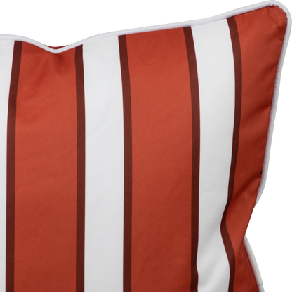 Bondi Stripe Coral - 45 x 45 cm Piped Outdoor Cushion