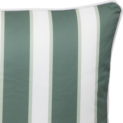 Bondi Stripe Forest Green - 45 x 45 cm Piped Outdoor Cushion