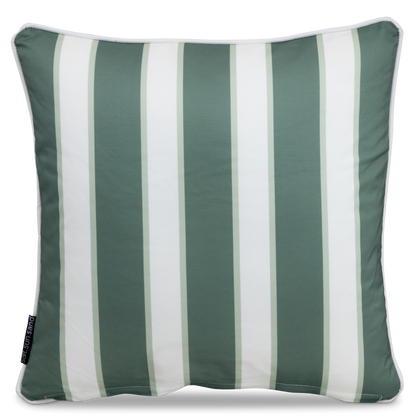 Bondi Stripe Forest Green - 45 x 45 cm Piped Outdoor Cushion