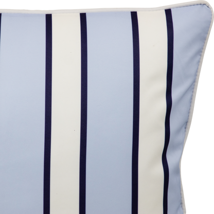 Bondi Stripe Steel Blue - 45 x 45 cm Piped Outdoor Cushion