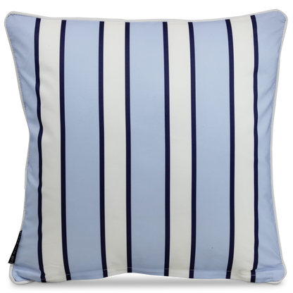 Bondi Stripe Steel Blue - 45 x 45 cm Piped Outdoor Cushion