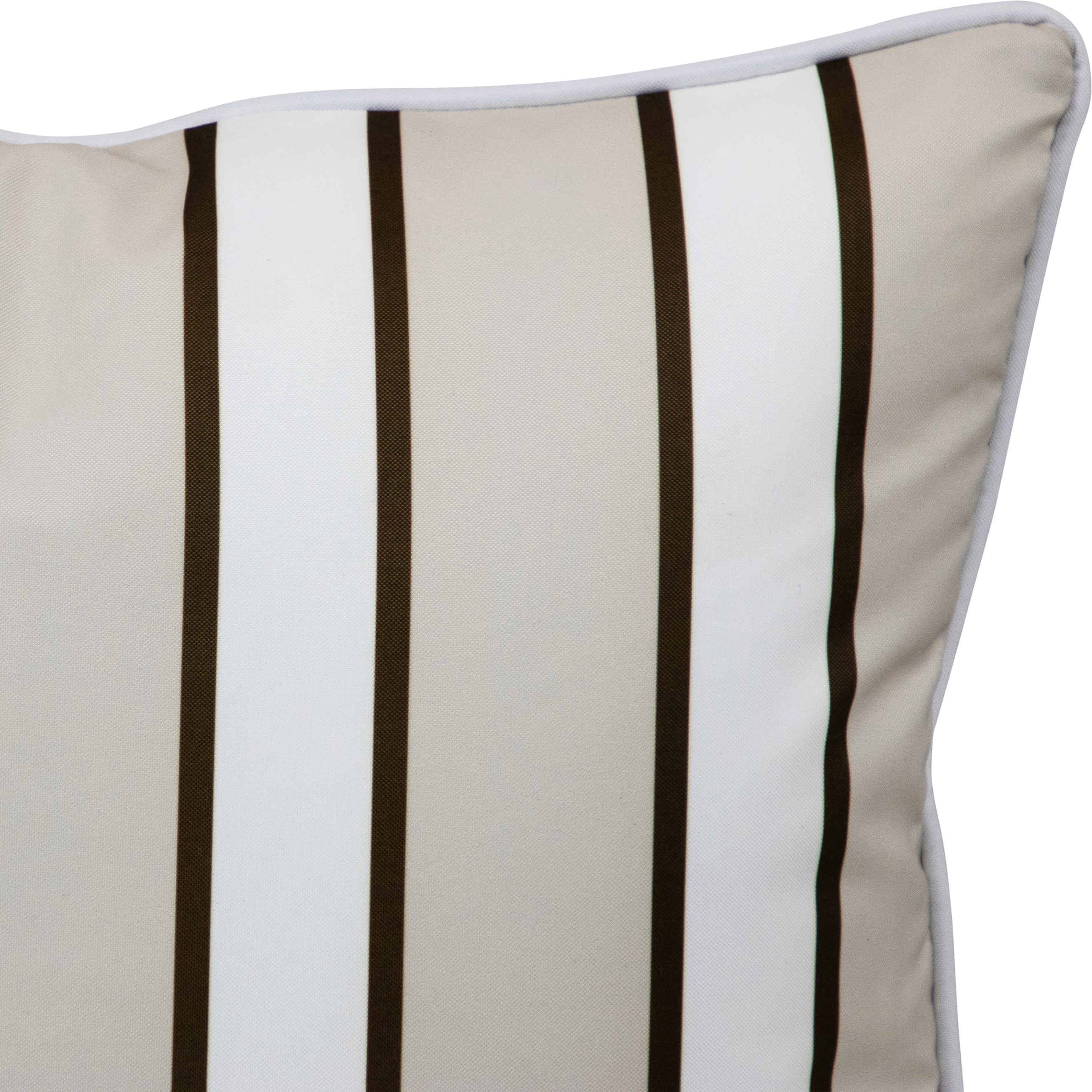 Bondi Stripe Almond Milk - 45 x 45 cm Piped Outdoor Cushion