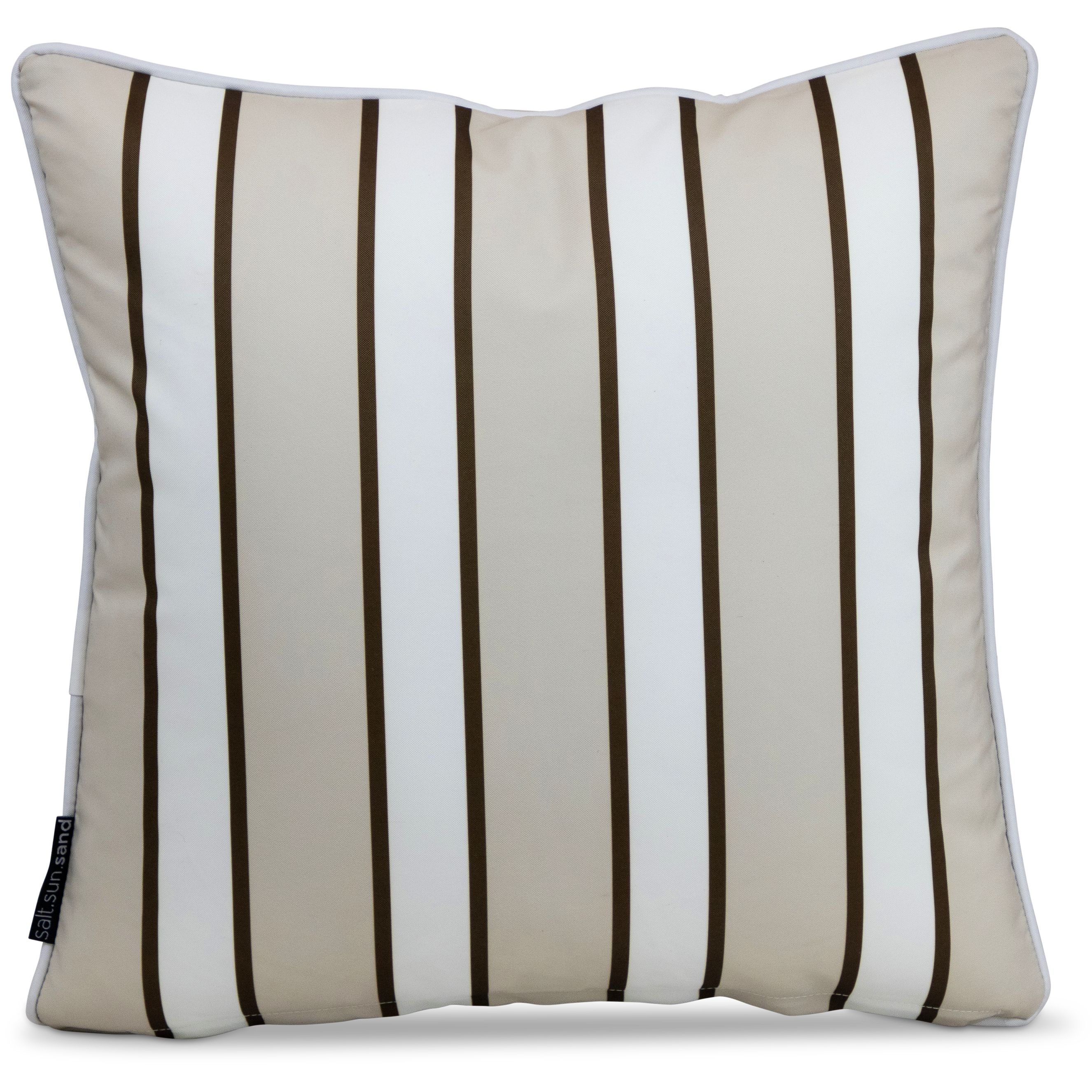 Bondi Stripe Almond Milk - 45 x 45 cm Piped Outdoor Cushion