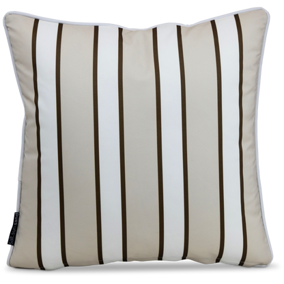 Bondi Stripe Almond Milk - 45 x 45 cm Piped Outdoor Cushion