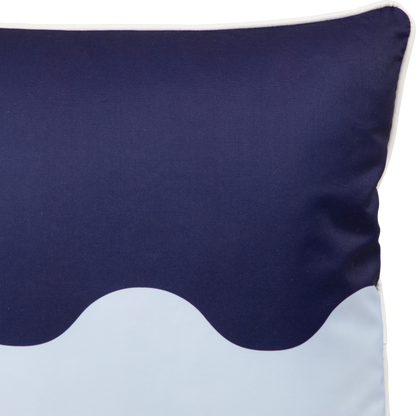 Bondi Wave Navy Steel - 45 x 45 cm Piped Outdoor Cushion