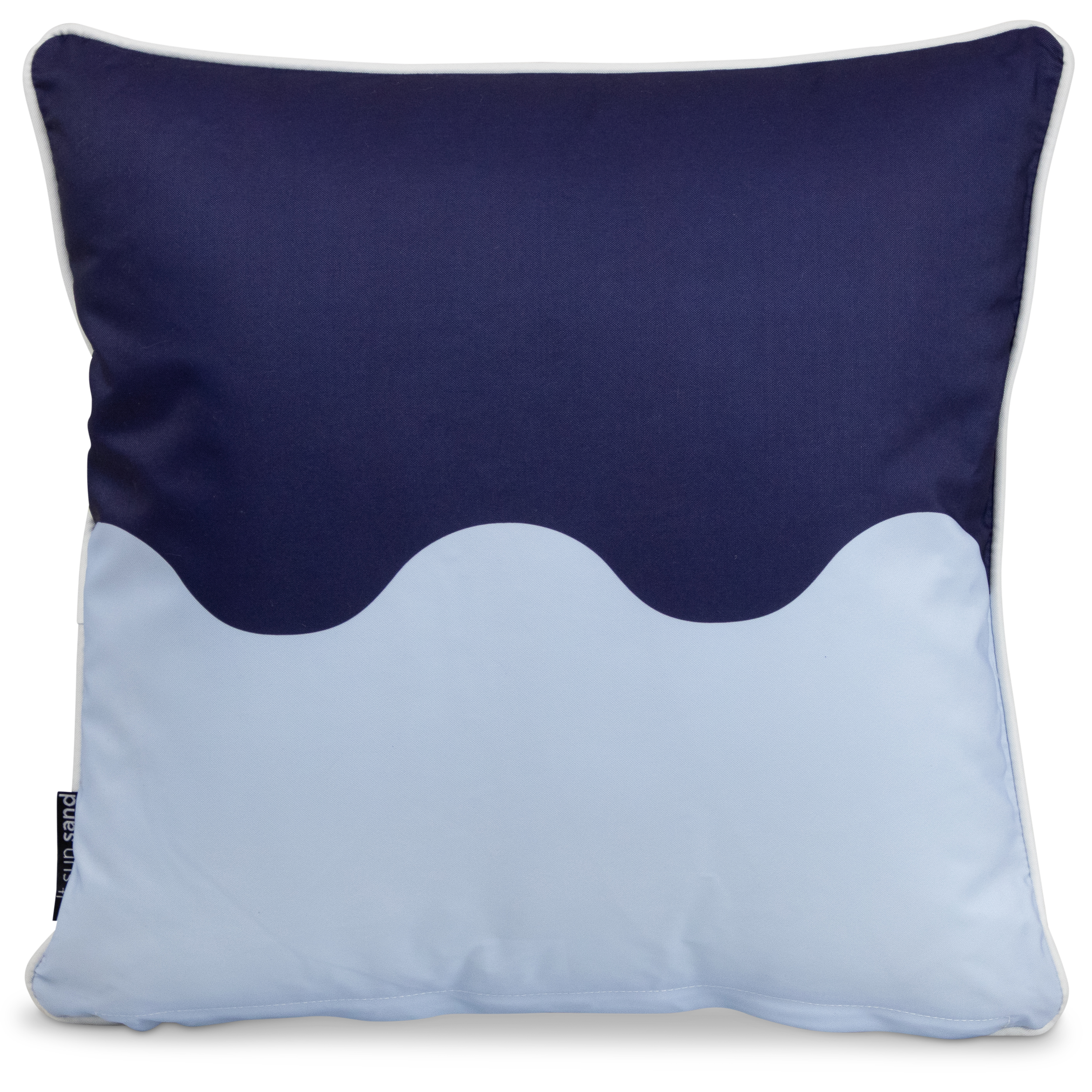 Bondi Wave Navy Steel - 45 x 45 cm Piped Outdoor Cushion