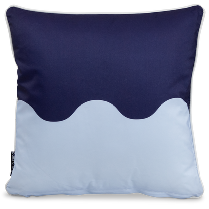 Bondi Wave Navy Steel - 45 x 45 cm Piped Outdoor Cushion