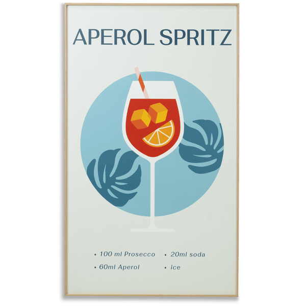 Aperol Spritz - 60 x 100cm Outdoor UV Wall Art with Beech Aluminium Frame