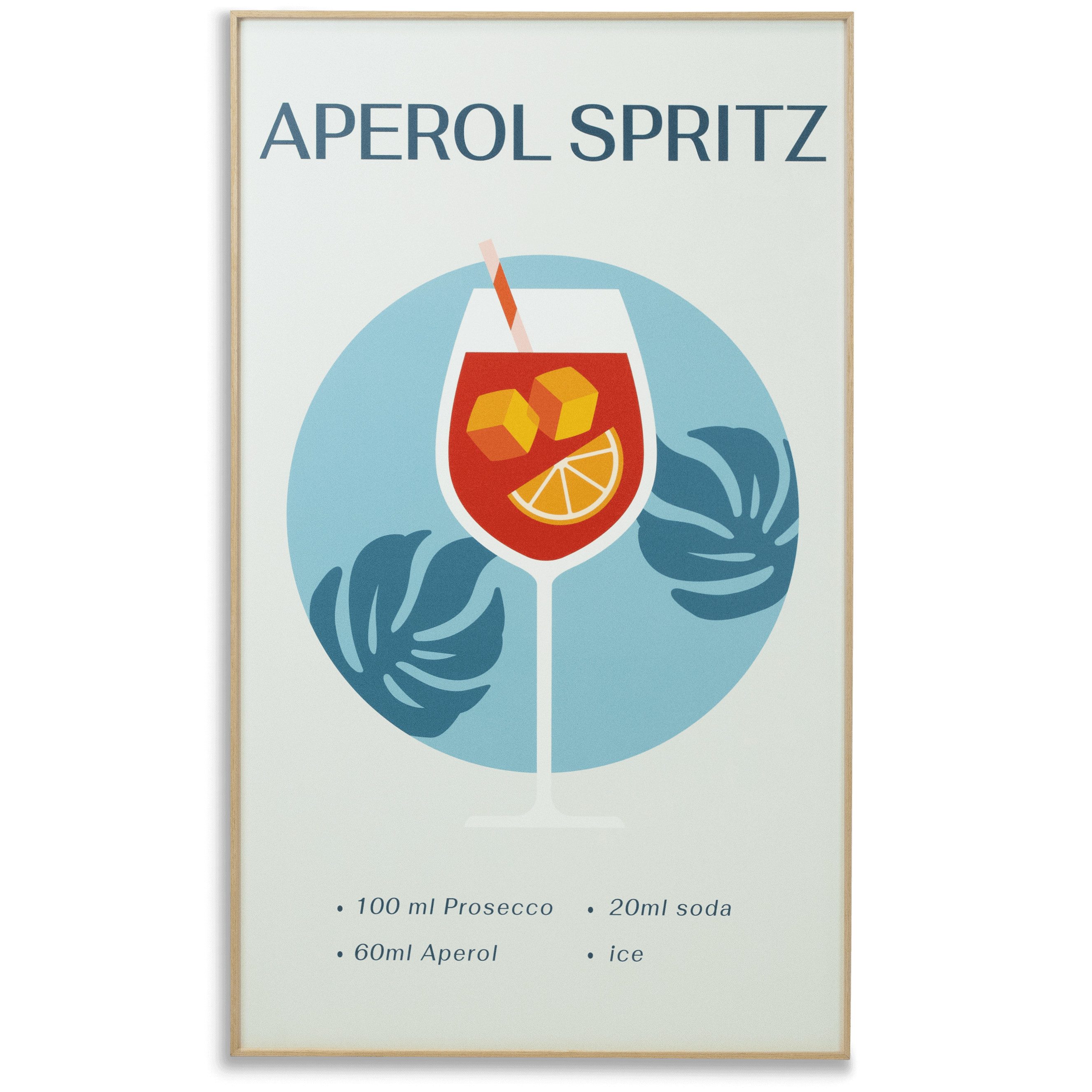 Aperol Spritz - 60 x 100cm Outdoor UV Wall Art with Beech Aluminium Frame