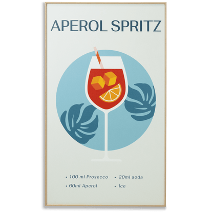 Aperol Spritz - 60 x 100cm Outdoor UV Wall Art with Beech Aluminium Frame