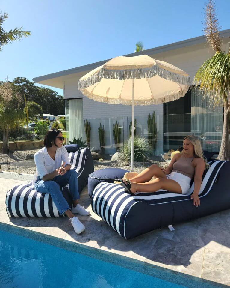 Bondi Outdoor Bean Bag in Navy Stripe