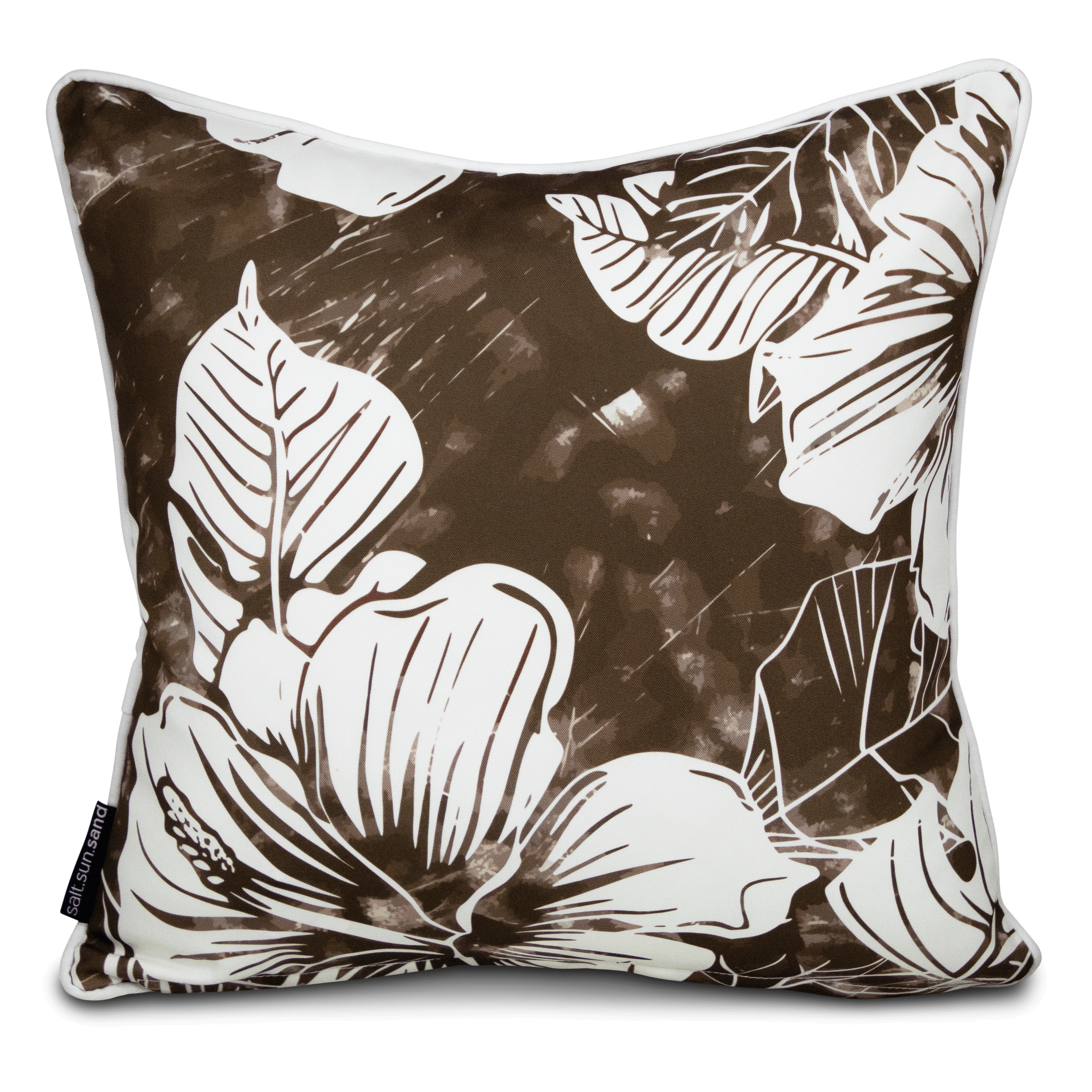 Bondi Cocoa Hibiscus - 45 x 45 cm Piped Cushion