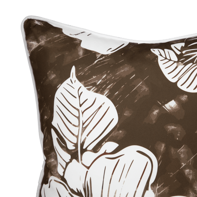 Bondi Cocoa Hibiscus - 45 x 45 cm Piped Cushion