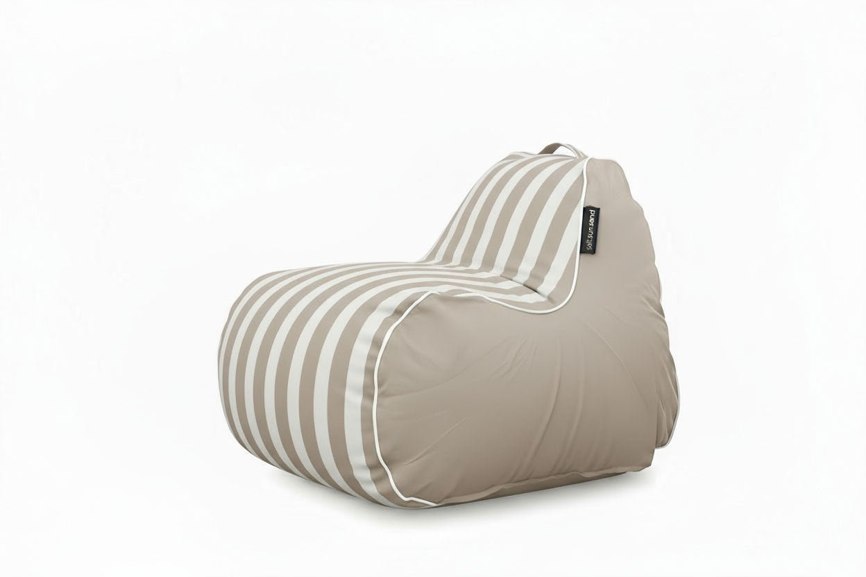 Byron Bay Outdoor Waterproof Bean Bag in Taupe Stripe
